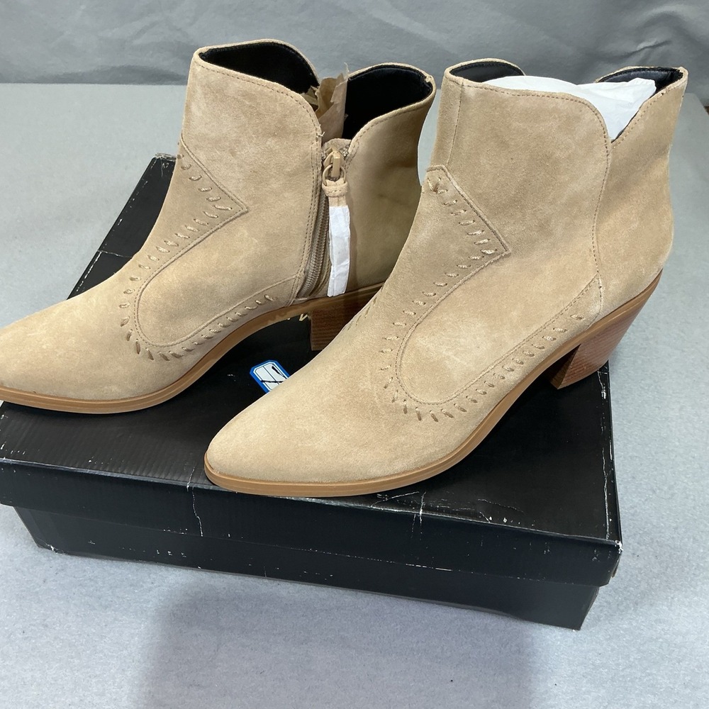 Rebecca‎ Minkoff Lulu Womens 9 Taupe Oiled Suede Western Ankle Boots Booties
